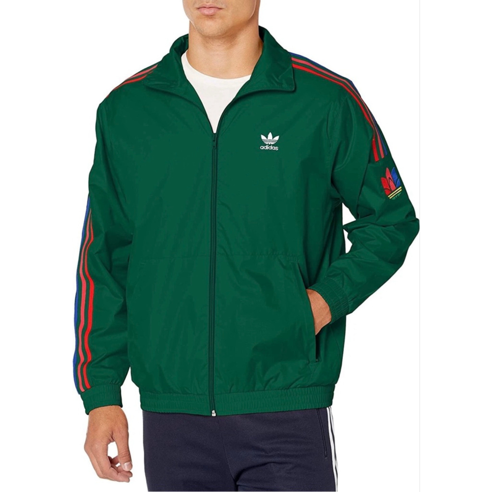 Adidas Trefoil 3 stripes track jacket green size L - Picture 2 of 13